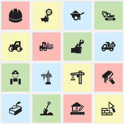 set of 16 editable structure icons includes vector image