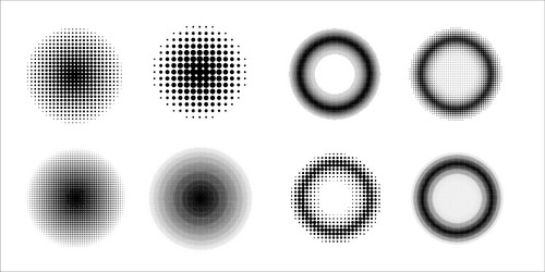 set of abstract halftone dot circles vector image