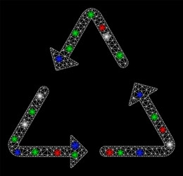 bright mesh network recycling triangle with flash vector