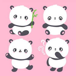 cute funny kawaii little panda bear flat vector