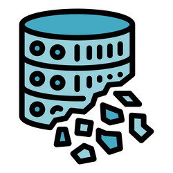 database crumbling showing loss of data concept vector image