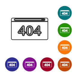 Grey line page with a 404 error icon isolated vector