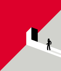 Man standing in front of open door new vector