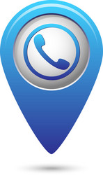 Map pointer with phone handset icon vector