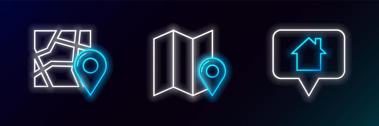 set line map pointer with house folded vector image