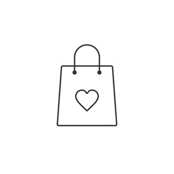 Shopping bag with heart line icon i love vector