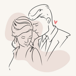 Sketch couple in loveline art a minimalist vector