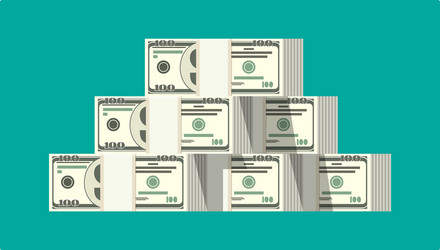 stack of dollar banknotes vector