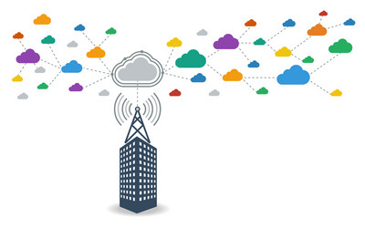business connecting to cloud computing data vector image