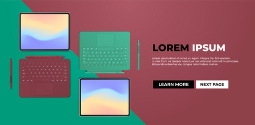 Modern tablet computer with keyboard and colored vector