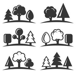 Tree icons set on white background vector