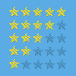 Button with 5 star set score for web design flat vector