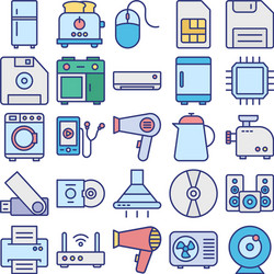 Electronics and devices isolated icons set vector