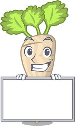 Grinning with board character parsnip root vector