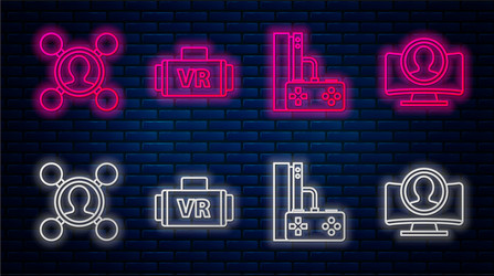 set line virtual reality glasses game console vector image