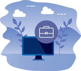 desktop computer device with portfolio vector image