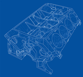 Engine block sketch rendering of 3d vector