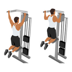 Man doing seated lateral raise machine power Vector Image