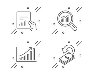 data analysis document and graph chart icons set vector image