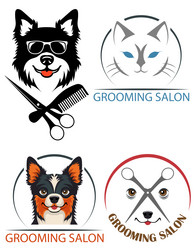 grooming pet cats and dogs logo for your business Vector Image