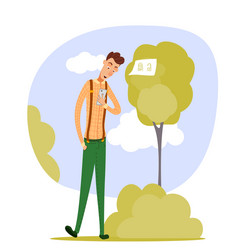 man with smartphone open access via fingerprint vector image