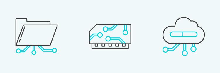 Set line internet of things folder and lock vector