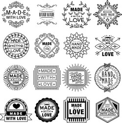 Handmade line vintage logo set Royalty Free Vector Image
