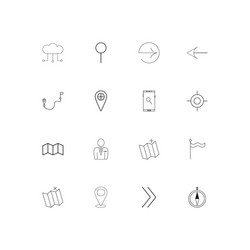 maps and navigation linear thin icons set vector image