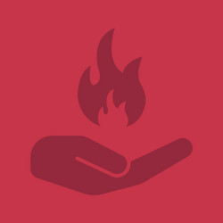 open hand with flame glyph color icon vector image