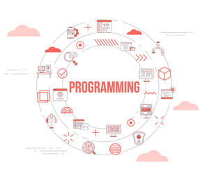 programming concept with icon set template banner vector image