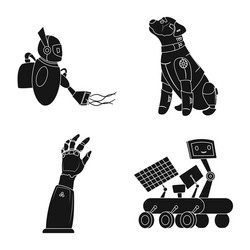 robot and factory sign set vector image