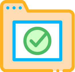 Computer folder with approved mark icon vector