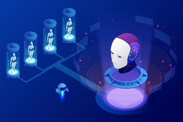 isometric artificial intelligence knowledge vector image