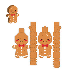 Simple packaging favor box gingerbread man design vector