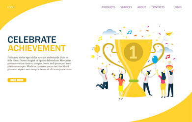 Celebrate achievement website landing page vector