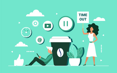 coffee break concept using social media vector