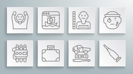 set line dynamite and timer clock internet piracy vector image