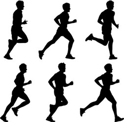 Silhouettes of Runners Sprinting Vector Image
