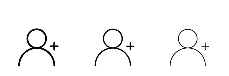 user add icons in three different stroke lines vector image