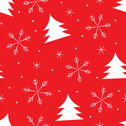 christmas seamless pattern with tree and snowflake vector image