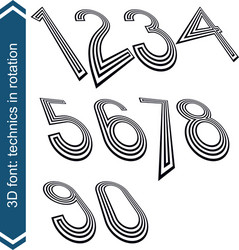 Dimensional numbers with rotation effect vector