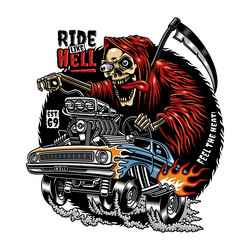 Reaper Hot Rod Cartoon Vector Image