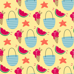 bright summer seamless pattern on theme of beach Vector Image