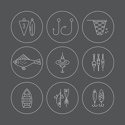 Fishing icons vector