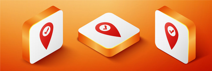 isometric map pointer with check mark icon vector image