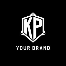 Kp logo initial with shield shape design style vector