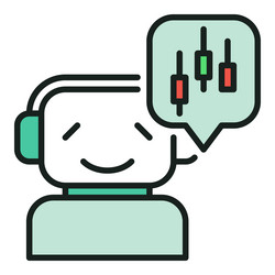 smiling trading bot with candlestick chart vector image