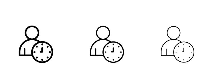 user time icons in three different stroke lines vector image