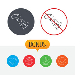 bird with speech bubble icon short messages vector image