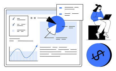 business data analysis with charts checklists vector image
